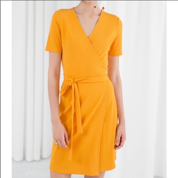 & other stories yellow wrap dress
